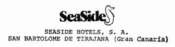 SEASIDE SEASIDE HOTELS, S.A. SAN BARTOLOME DE TIRAJANA (GRAN CANARIA)