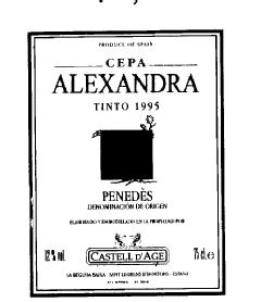 CEPA ALEXANDRA TINTO 1995 PENEDES CASTELL D'AGE