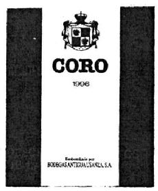 CORO 1996 EMBOTELLADO POR BODEGAS ANTIGUA USANZA, S.A