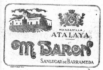 MANZANILLA ATALAYA M.BARORS SANLUCAR DE BARRAMEDA