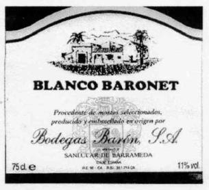 BLANCO BARONET BODEGAS BARON, S.A
