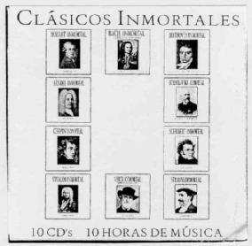 CLASICOS INMORTALES 10 CD'S 10 HORAS DE MUSICA