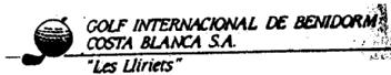 GOLF INTERNACIONAL DE BENIDORM COSTA BLANCA, S.A. 