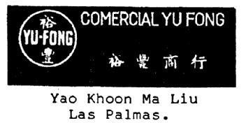YU-FONG COMERCIAL YU FONG YAO KHOON MA LIU LAS PALMAS