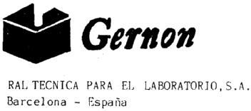 GERNON RAL TECNICA PARA EL LABORATORIO, S.A. BARCELONA - ESPAÑA