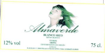 ALMAVERDE BLANCO SECO LISTAN BLANCO TENERIFE ABONA DENOMINACION DE ORIGEN