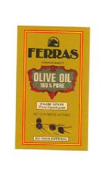 FERRAS SUPERIOR QUALITY OLIVE OIL 100% PURE FROM SPAIN PURE LIQUID GOLD NET CONTENTS 4 LITRES NO CHOLESTEROL