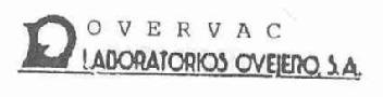 LO OVERVAC LABORATORIOS OVEJERO, S.A
