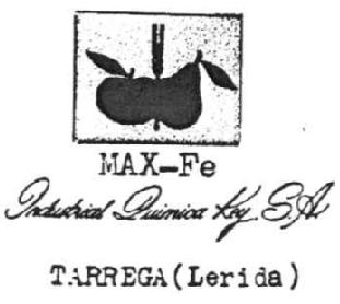 MAX-FE INDUSTRIAL QUIMICA KEY, S.A. TARREGA (LERIDA)