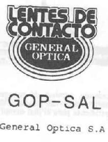 LENTES DE CONTACTO GENERAL OPTICA GOP-SAL GENERAL OPTICA S.A