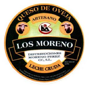 QUESO DE OVEJA ARTESANO LOS MORENO DISTRIBUCIONES MORENO PEREZ CC, S.L. LECHE CRUDA