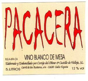 PACACERA VINO BLANCO DE MESA