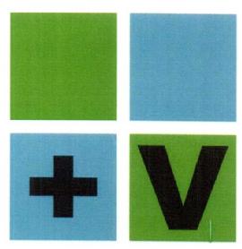 + V