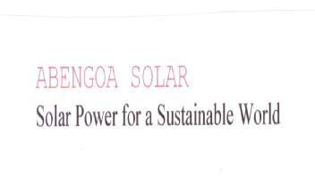 ABENGOA SOLAR SOLAR POWER FOR A SUSTAINABLE WORLD
