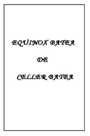 EQUINOX BATEA DE CELLER BATEA