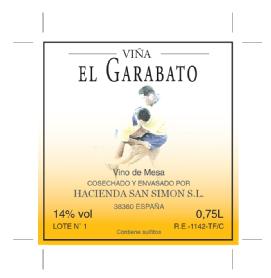 VIÑA EL GARABATO VINO DE MESA COSECHADO Y ENVASADO POR HACIENDA SAN SIMON S.L. ESPAÑA