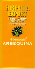 HISPANIA EXPORT EXTRA VIRGIN OLIVE OIL COLD EXTRACTED MONOVARIETAL ARBEQUINA