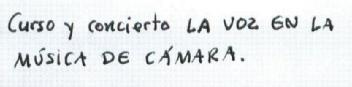 CURSO Y CONCIERTO LA VOZ EN LA MUSICA DE CAMARA