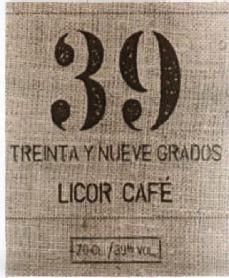 39 TREINTA Y NUEVE GRADOS LICOR CAFE