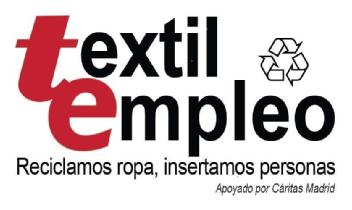 TEXTIL EMPLEO RECICLAMOS ROPA INSERTAMOS PERSONAS APOYADO POR CARITAS MADRID