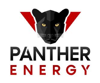 Cabeza de pantera negra con ojos amarillo brillante y dos rayos a loslados de la cabeza
