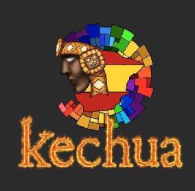 Logo restaurante Kechua con colores vivos, fondo negro y letras de fuego