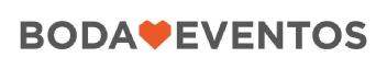 Logotipo a base de tipografía (BODAEVENTOS, en mayúscula y sin serifa). Sobre el texto, un icono en forma de corazón en color, con las siguientes referencias:RGB: 235, 89, 41CMYK: 0, 84, 83, 0#eb5929