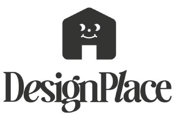 Una casa con cara sonriendo y el nombre de la marca DesignPlace
