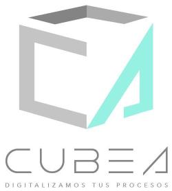 CUBEA DIGITALIZAMOS TUS PROCESOS. EL TIPO DELETRA UTILIZADO ES: Vermin Vibes 4 Helium (el textoexacto de nuestra marca es 
