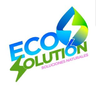 ECO SOLUTI6N. SOLUCIONES NATURALES. EL LOGOTIPO LLEVA UNA GOTA Y EN SU INTERIOR UN RAYO