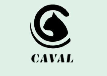 Las letras CAVAL asi como el logo en forma de C dibujado con un gato