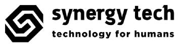 synergy tech (nombre de la marca). technology for humans (lema de la marca)