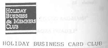 HOLIDAY BUSINESS & MEMBERS CLUB HOLIDAY BUSINESS CARD CLUB