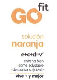 Imagen de GO FIT SOLUCION NARANJA E+C+D=V2 ENTRENA BIEN + COME SALUDABLE + DESCANSA SUFICIENTE VIVE + Y MEJOR