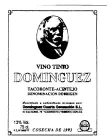 Imagen de VINO TINTO DOMINGUEZ TACORONTE-ACENTEJO DOMINGUEZ CUARTA GENERACION, S.L