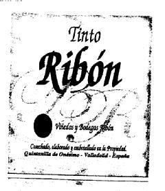 Imagen de TINTO RIBON VIÑEDOS Y BODEGAS RIBON COSECHADO ELABORADO Y EMBOTELLADO EN LA PROPIEDAD QUINTANILLA DE ONESIMO - VALLADOLID - ESPAÑA