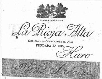 Imagen de RIO OJA LA RIOJA ALTA SOCIEDAD DE COSECHEROS DE VINO FUNDADA EN 1890 HARO VIÑA ARDANZA