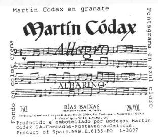 Imagen de MARTIN CODAX ALLEGRO ALBARIÑO RIAS BAIXAS