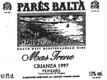 Imagen de PARES BALTA NORTH WEST MEDITERRANEAN WINE MAS IRENE