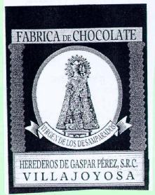 Imagen de FABRICA DE CHOCOLATE VIRGEN DE LOS DESAMPARADOS, HEREDEROS DE GASPAR PEREZ S.R.C. VILLAJOYOSA