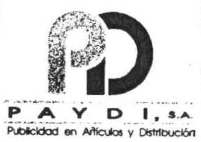 Imagen de PD PAYDI, S.A. PUBLICIDAD EN ARTICULOS Y DISTRIBUCION