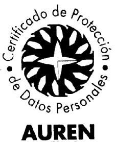 Imagen de CERTIFICADO DE PROTECCION DE DATOS PERSONALES AUREN