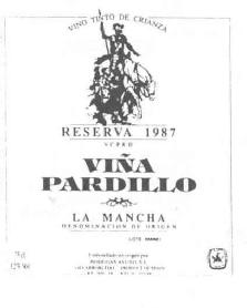 Imagen de VINO TINTO DE CRIANZA RESERVA 1987 VIÑA PARDILLO LA MANCHA
