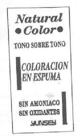 Imagen de NATURAL COLOR TONO SOBRE TONO COLORACION EN ESPUMA SIN AMONIACO SIN OXIDANTES YUNSEY