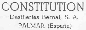 Imagen de CONSTITUTION DESTILERIAS BERNAL, S.A. PALMAR (ESPAÑA)