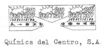 Imagen de BIO DESTROY INSECTICIDA QUIMICA DEL CENTRO, S.A