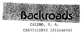 Imagen de BACKROADS CALYMO, S.A. CREVILLENTE (ALICANTE)
