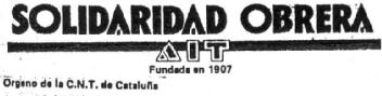 Imagen de SOLIDARIDAD OBRERA AIT FUNDADA EN 1907 ORGANO DE LA C.N.T. DE CATALUÑA