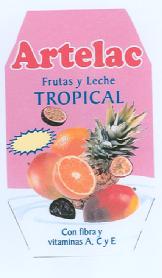 Imagen de BEBIDA DE ZUMO DE FRUTAS Y LECHE ARTELAC FRUTAS Y LECHE TROPICAL CON FIBRA Y VITAMINAS A, C Y E