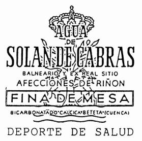 Imagen de AGUA DE SOLAN DE CABRAS BALNEARIO Y EX REAL SITIO AFECCIONES DE RIÑON FINA DE MESA BICARBONATADO-CALCICA-BETETA-(CUENCA) DEPORTE DE SALUD